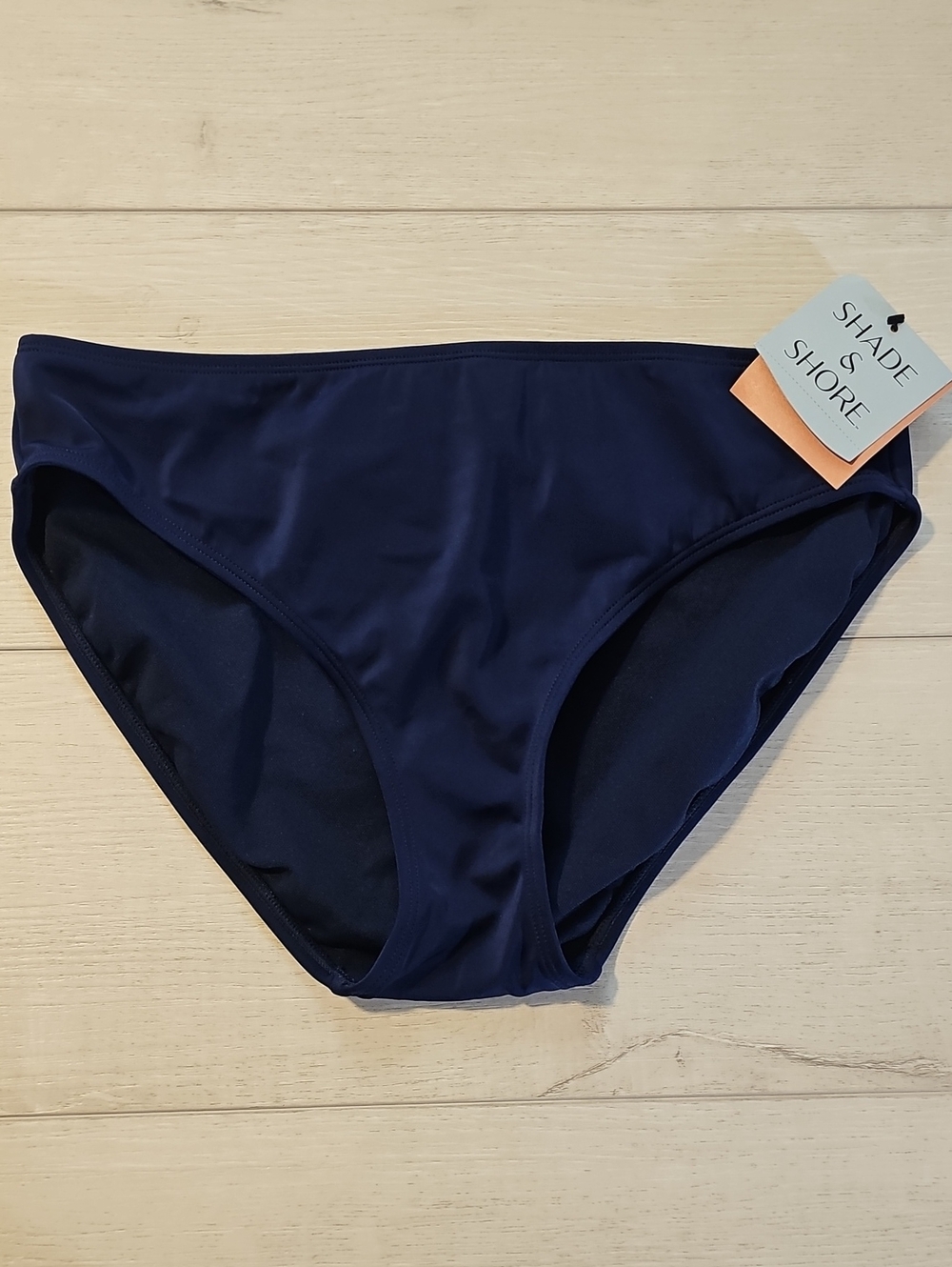 Shade & Shore Women's M Full Coverage Hipster Navy Swim Bottoms